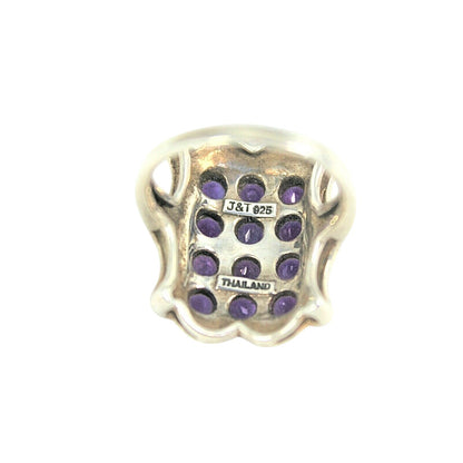 Amethyst and Marcasite Ring 6.6g Sterling Silver 925 Size 7.25