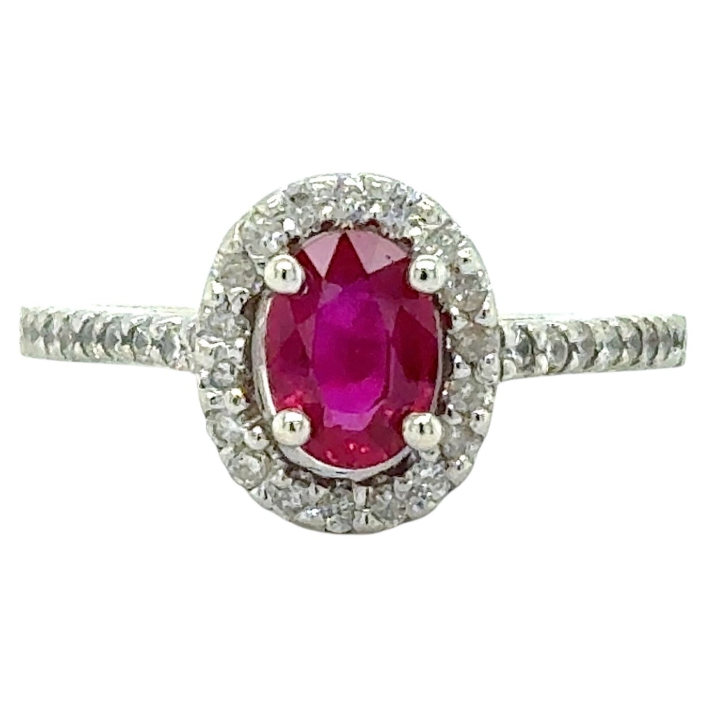 Ruby & Diamond 14k White Gold Ring 3.6g Size 6.75