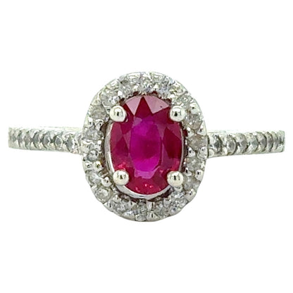 Ruby & Diamond 14k White Gold Ring 3.6g Size 6.75