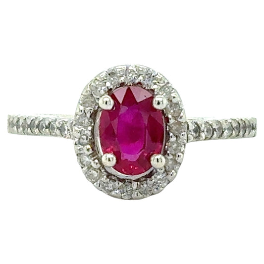 Ruby & Diamond 14k White Gold Ring 3.6g Size 6.75