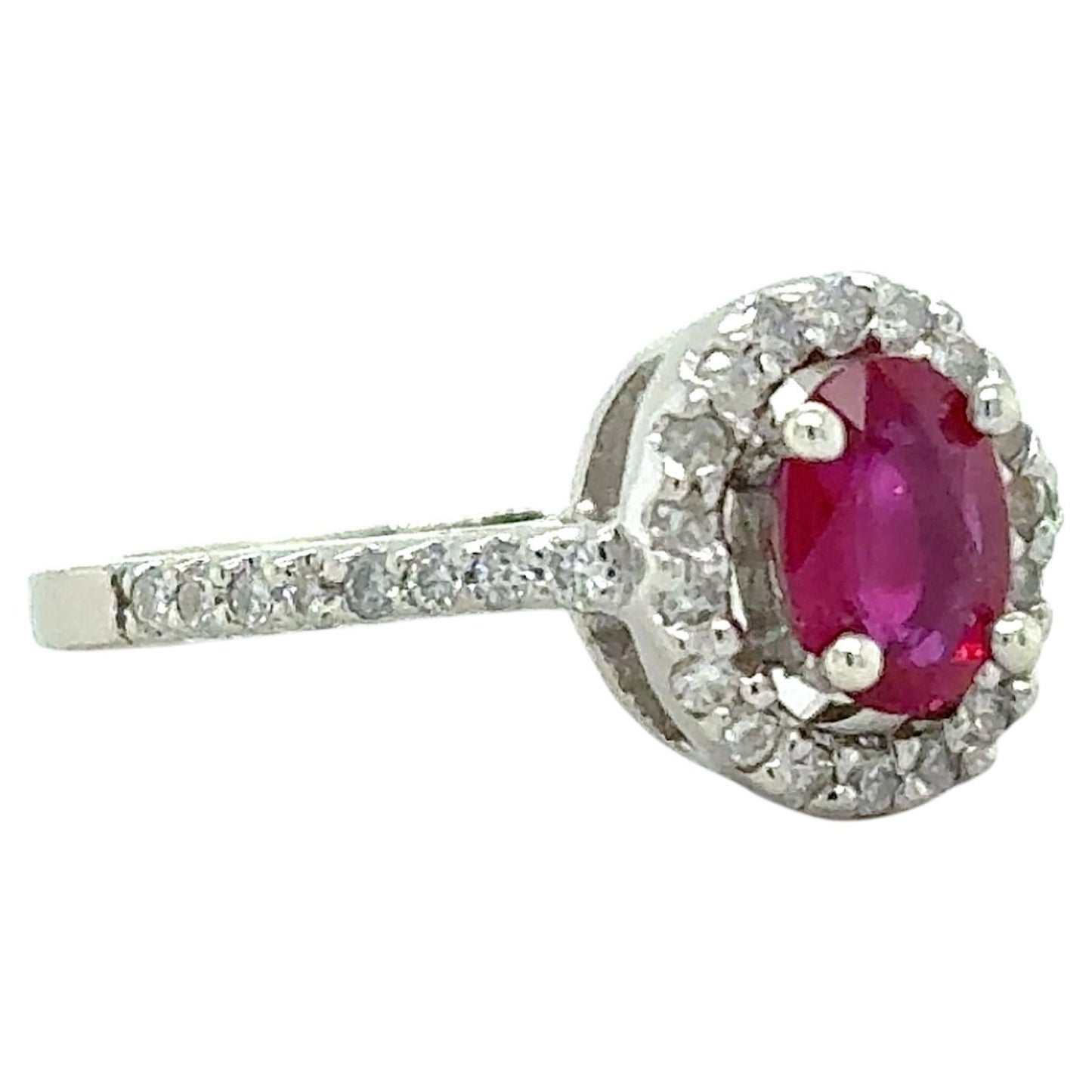 Ruby & Diamond 14k White Gold Ring 3.6g Size 6.75