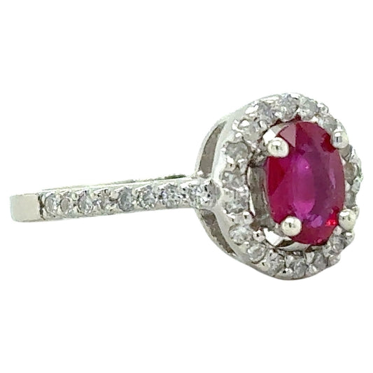 Ruby & Diamond 14k White Gold Ring 3.6g Size 6.75