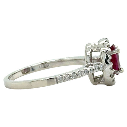 Ruby & Diamond 14k White Gold Ring 3.6g Size 6.75