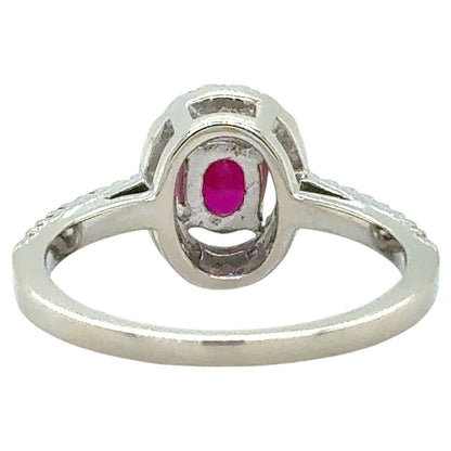 Ruby & Diamond 14k White Gold Ring 3.6g Size 6.75