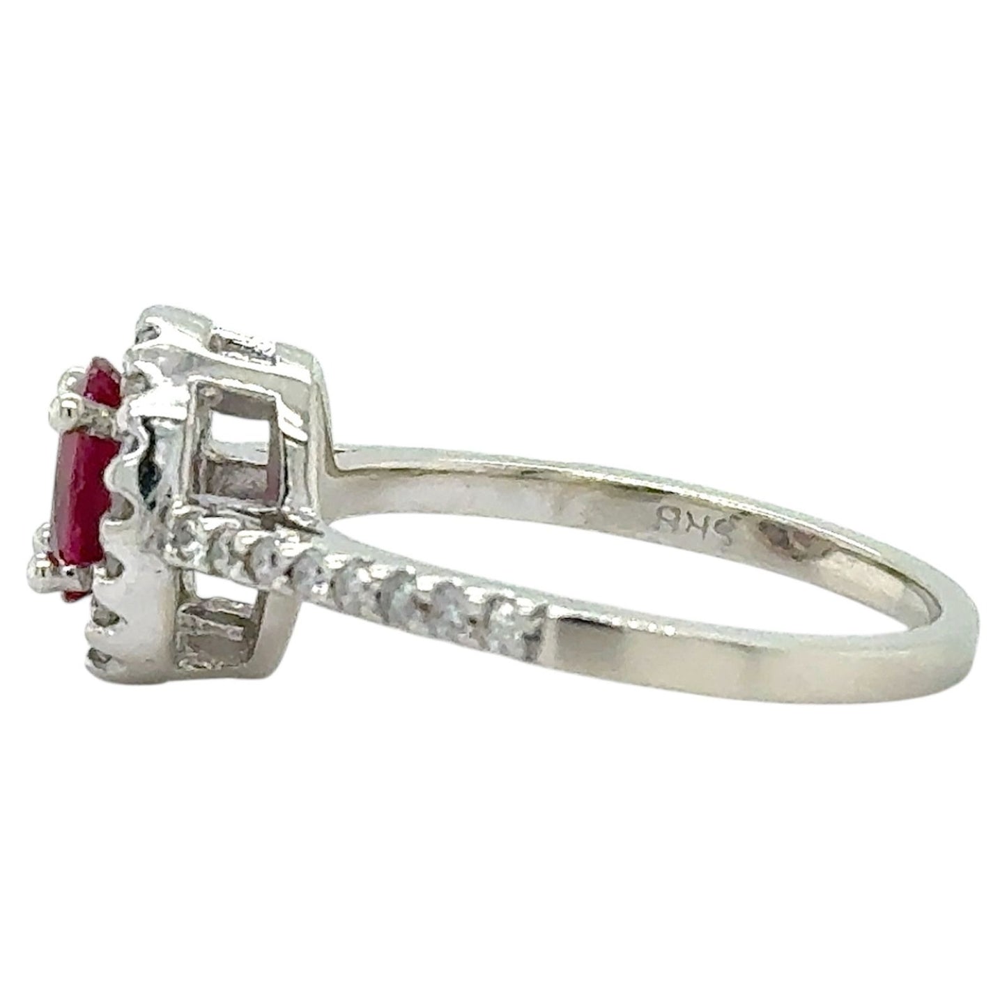 Ruby & Diamond 14k White Gold Ring 3.6g Size 6.75