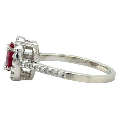 Ruby & Diamond 14k White Gold Ring 3.6g Size 6.75