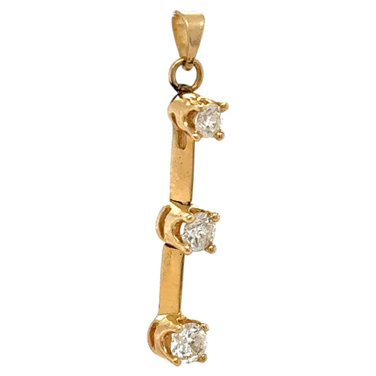 1/2ctw Diamond Three-Stone 14k Yellow Gold Pendant 1.6g