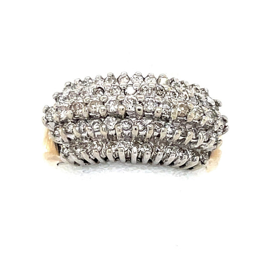 1 Ctw Diamond Cocktail Ring Solid 10k Yellow Gold Size 8.25  6.0g