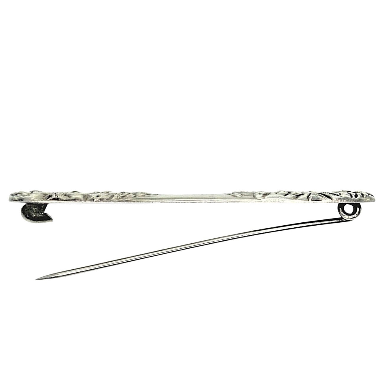Vintage Sterling Silver Ornate Floral Bar Pin Brooch 3.9g  .925