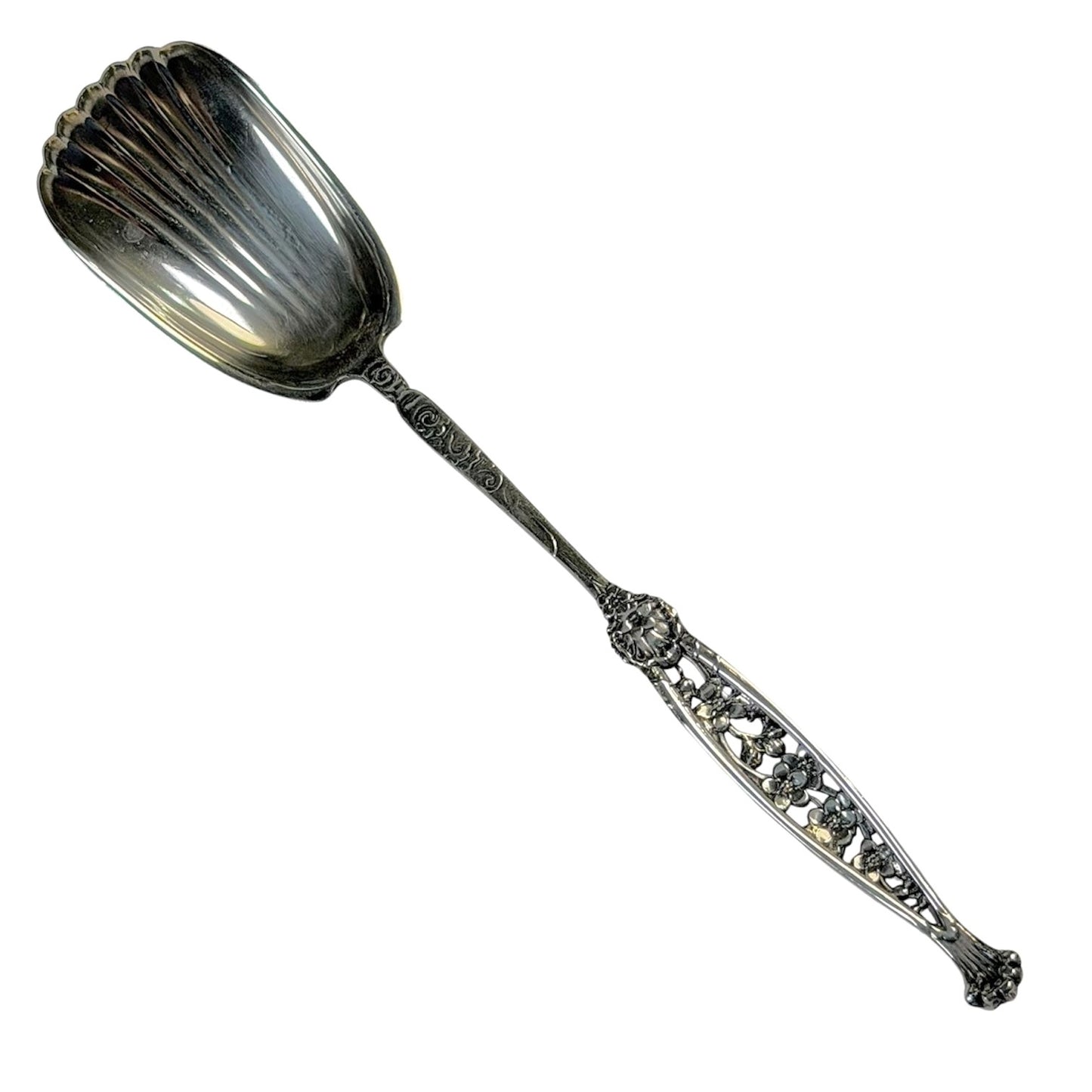 Sugar Spoon GW Shovel Shell 6 3/8" Sterling Silver By Whiting Number 1 Pattern 1885