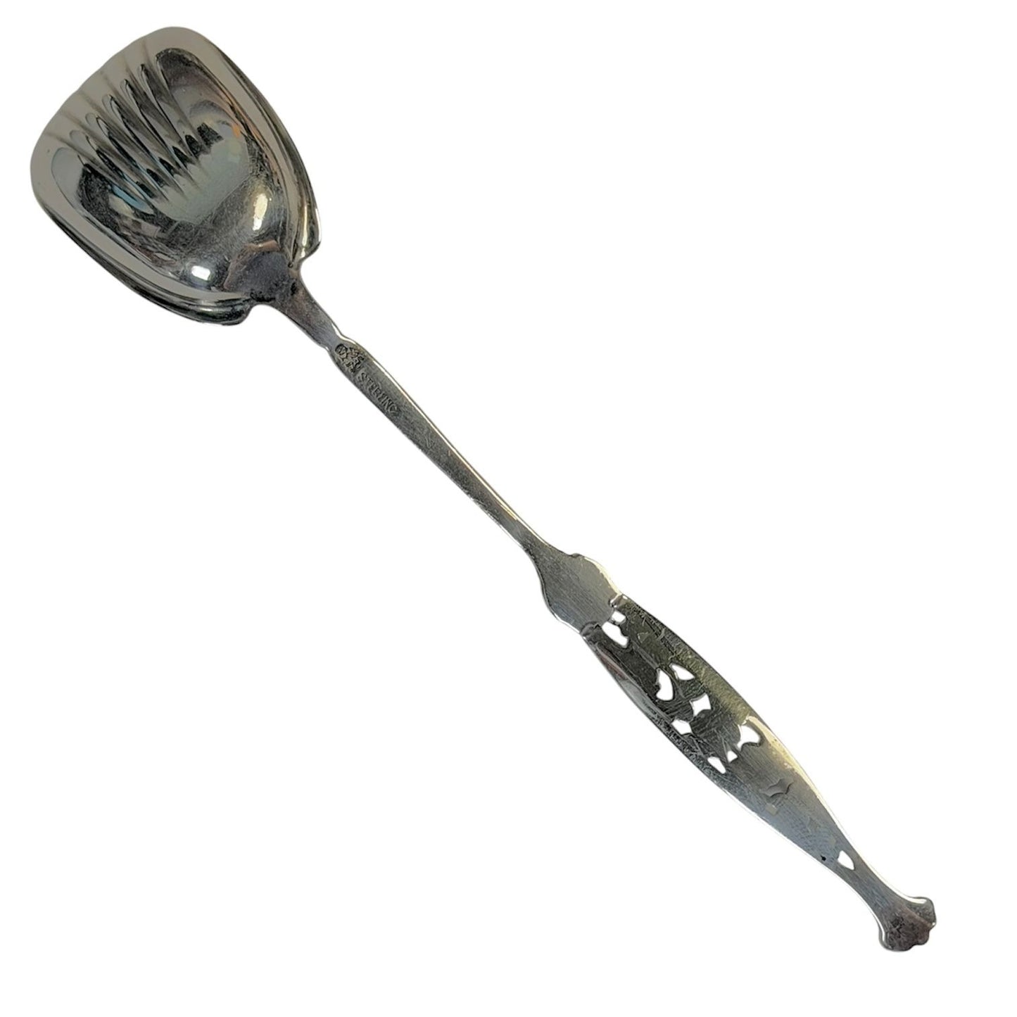 Sugar Spoon GW Shovel Shell 6 3/8" Sterling Silver By Whiting Number 1 Pattern 1885