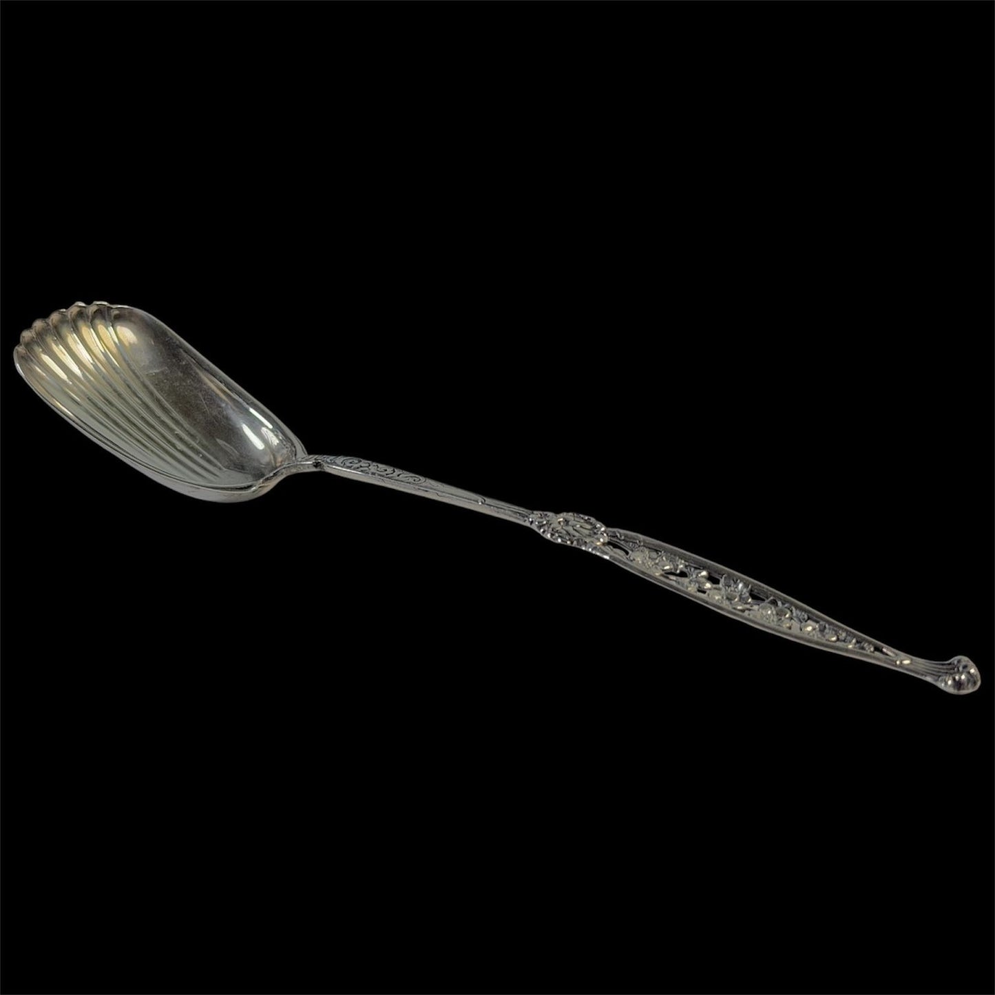 Sugar Spoon GW Shovel Shell 6 3/8" Sterling Silver By Whiting Number 1 Pattern 1885