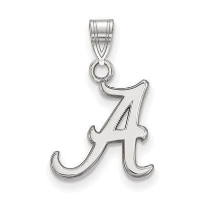 Sterling Silver Rhodium-Plated University Of Alabama Letter A Pendant