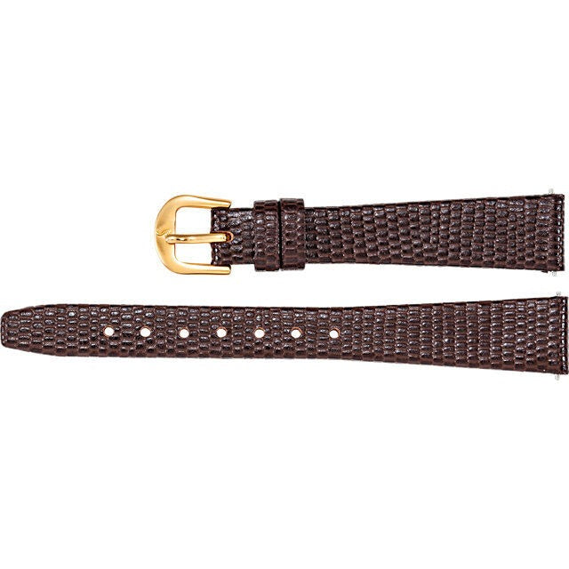 Ladies 12mm Regular Brown Leather Flat Lizard Grain Watch Strap Band