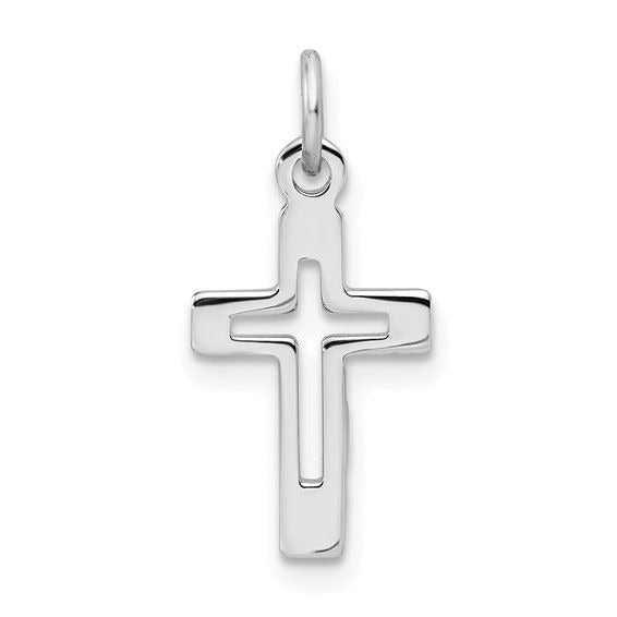 Sterling Silver Platinum-Plated Cross Pendant 925