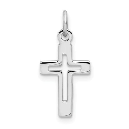 Sterling Silver Platinum-Plated Cross Pendant 925