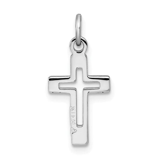 Sterling Silver Platinum-Plated Cross Pendant 925