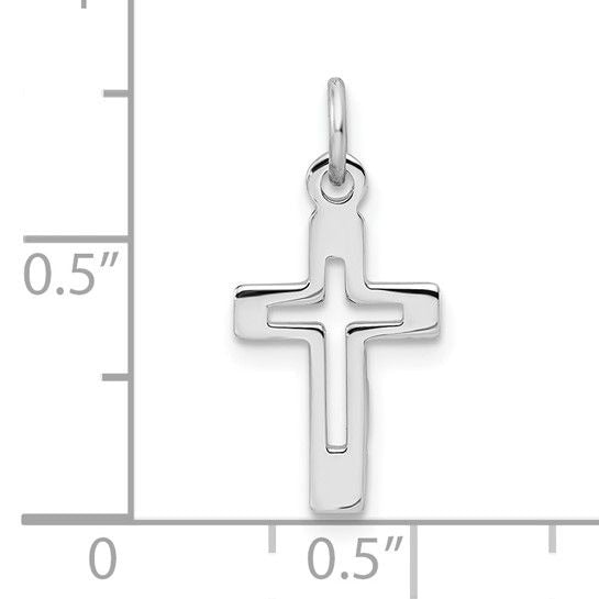 Sterling Silver Platinum-Plated Cross Pendant 925