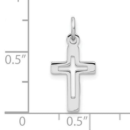 Sterling Silver Platinum-Plated Cross Pendant 925