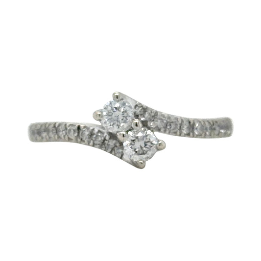 Ever Us 1/2ctw Diamond Two-Stone 14k White Gold Ring 3.2g Size 6.5