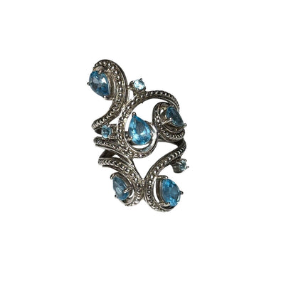 .925 Sterling Silver Blue 8 Stone Ring Size 7