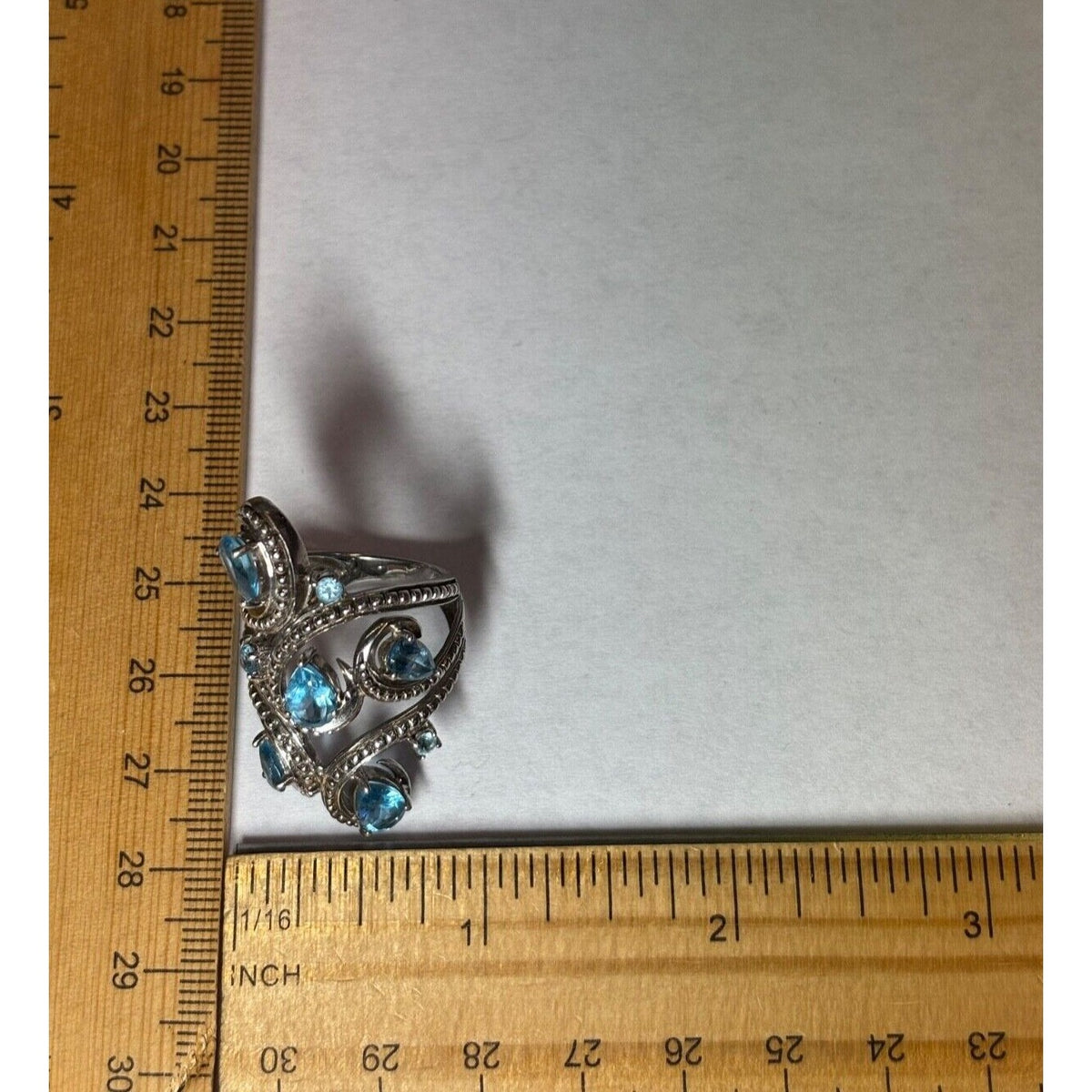 .925 Sterling Silver Blue 8 Stone Ring Size 7