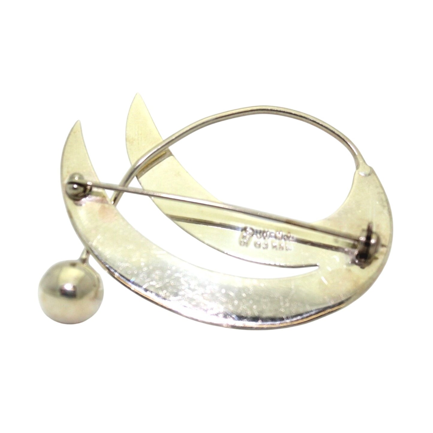 Vintage Sterling Silver Abstract Crescent Brooch Pin 15.9g