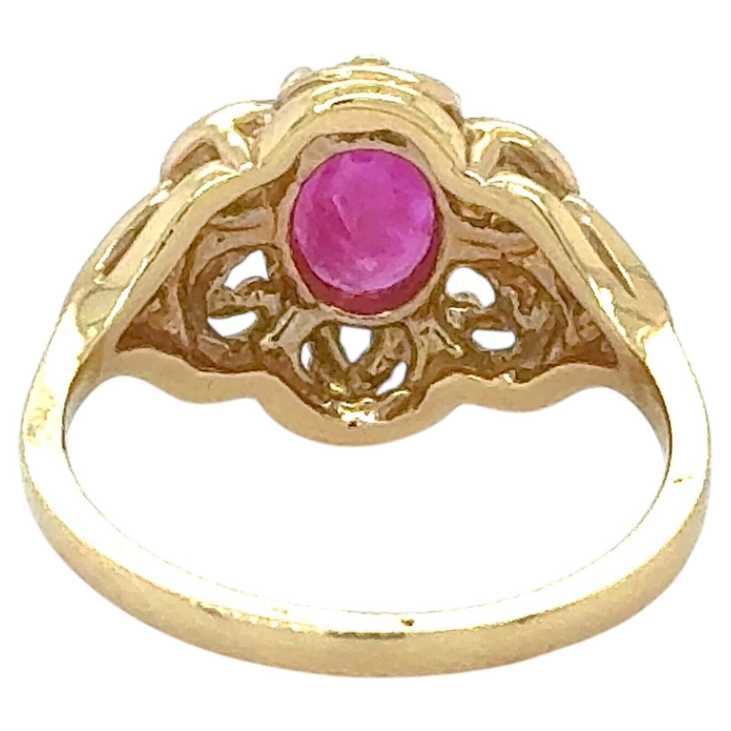 1/2ct Burma Ruby Solitaire 14k Yellow Gold Filigree Ring 3.9g Size 6.5