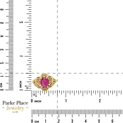 1/2ct Burma Ruby Solitaire 14k Yellow Gold Filigree Ring 3.9g Size 6.5