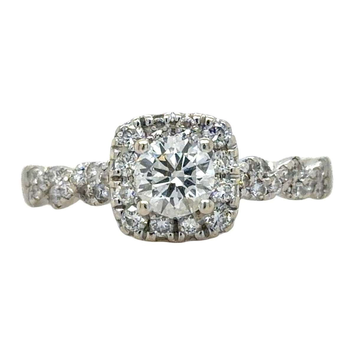 3/4ctw Lab-Grown Diamonds 14k White Gold Halo Engagement Ring 3g Size 9