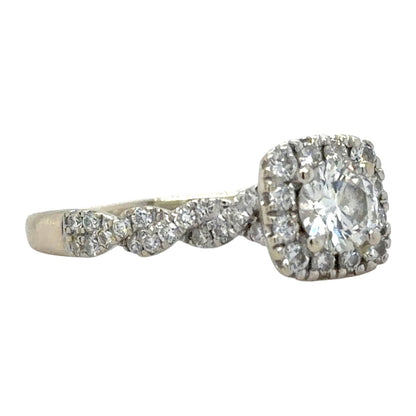 3/4ctw Lab-Grown Diamonds 14k White Gold Halo Engagement Ring 3g Size 9