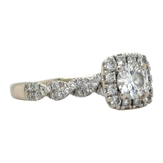 3/4ctw Lab-Grown Diamonds 14k White Gold Halo Engagement Ring 3g Size 9