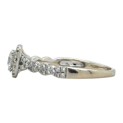3/4ctw Lab-Grown Diamonds 14k White Gold Halo Engagement Ring 3g Size 9