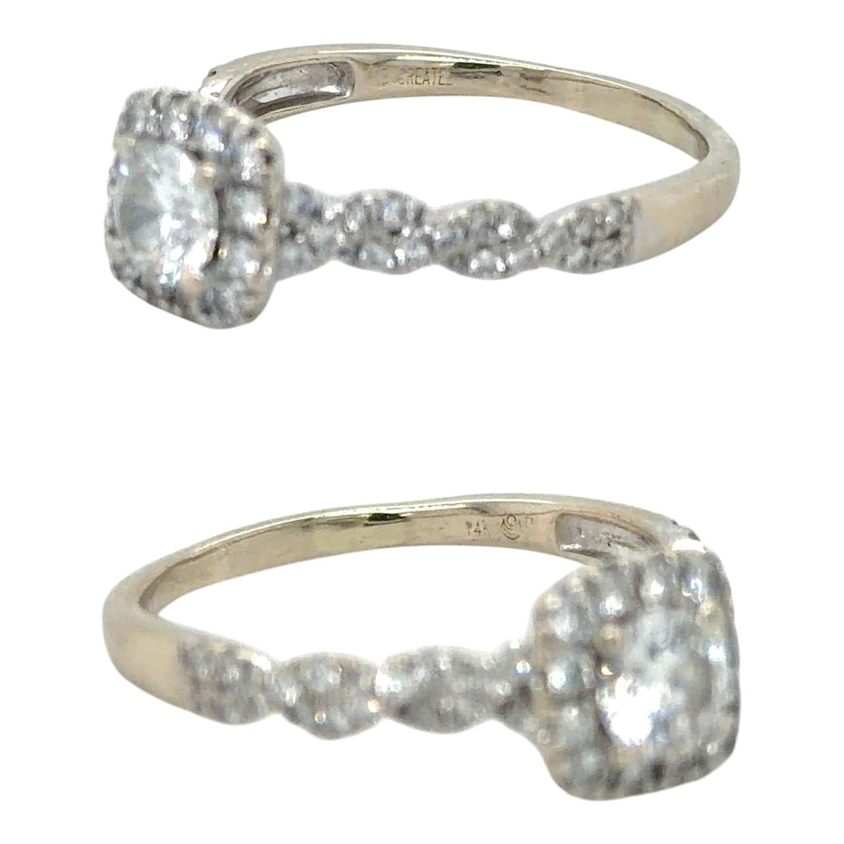 3/4ctw Lab-Grown Diamonds 14k White Gold Halo Engagement Ring 3g Size 9