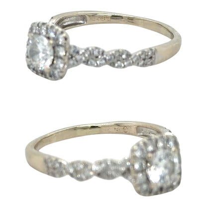 3/4ctw Lab-Grown Diamonds 14k White Gold Halo Engagement Ring 3g Size 9