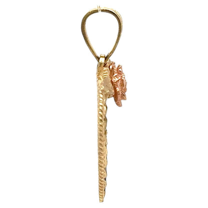 I Love You Heart Pendant 14k Multi-Tone Gold 2.0g