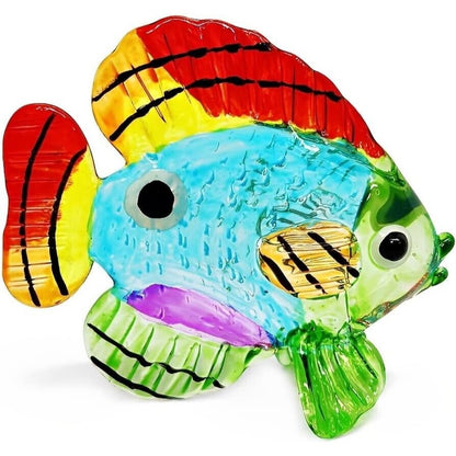 Hand Blown Multicolor Glass Butterflyfish Figurine - 2½" Long 2⅛" High 1" Wide - Vibrant Decor Accent