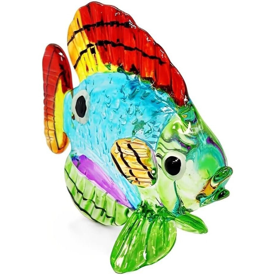 Hand Blown Multicolor Glass Butterflyfish Figurine - 2½" Long 2⅛" High 1" Wide - Vibrant Decor Accent