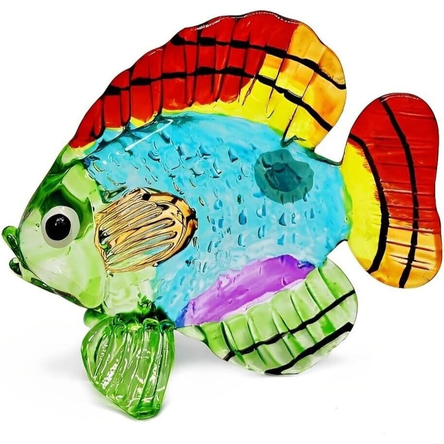 Hand Blown Multicolor Glass Butterflyfish Figurine - 2½" Long 2⅛" High 1" Wide - Vibrant Decor Accent