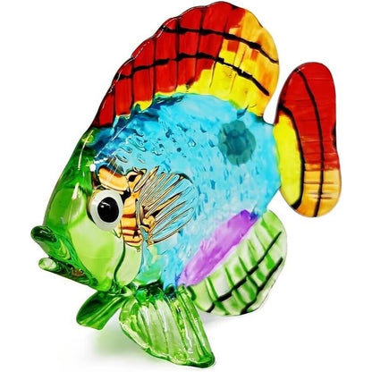 Hand Blown Multicolor Glass Butterflyfish Figurine - 2½" Long 2⅛" High 1" Wide - Vibrant Decor Accent