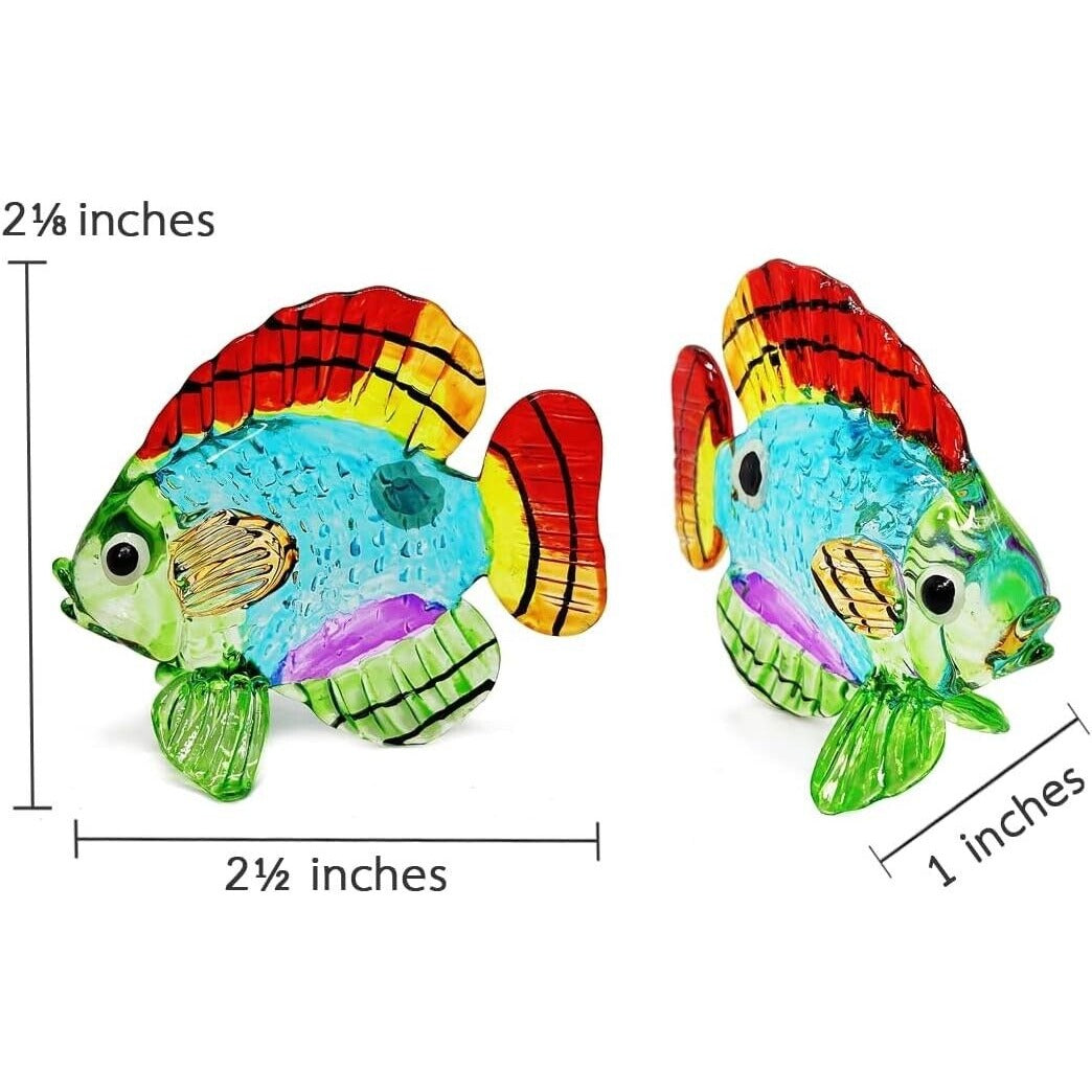 Hand Blown Multicolor Glass Butterflyfish Figurine - 2½" Long 2⅛" High 1" Wide - Vibrant Decor Accent