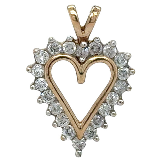 1/2 ct DIAMOND HEART PENDANT REAL SOLID 10k GOLD 1.9g