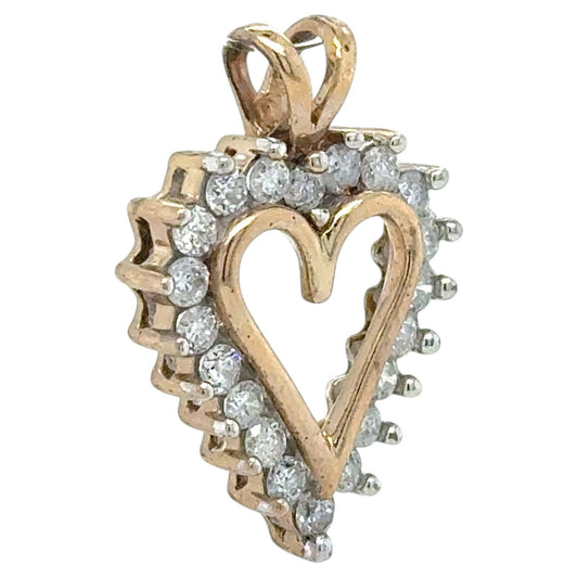 1/2 ct DIAMOND HEART PENDANT REAL SOLID 10k GOLD 1.9g