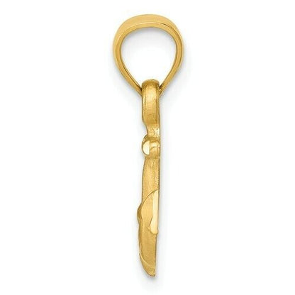 14K Diamond cut Anchor Pendant
