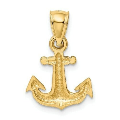 14K Diamond cut Anchor Pendant