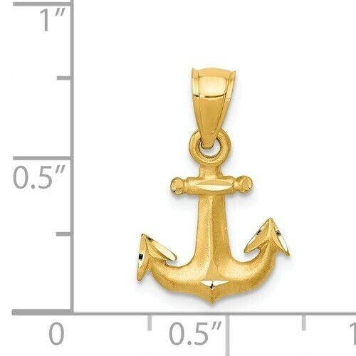 14K Diamond cut Anchor Pendant