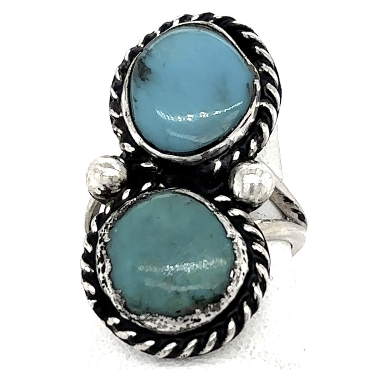 Vintage Turquoise Sterling Silver Ring 9.0g Size 6.75