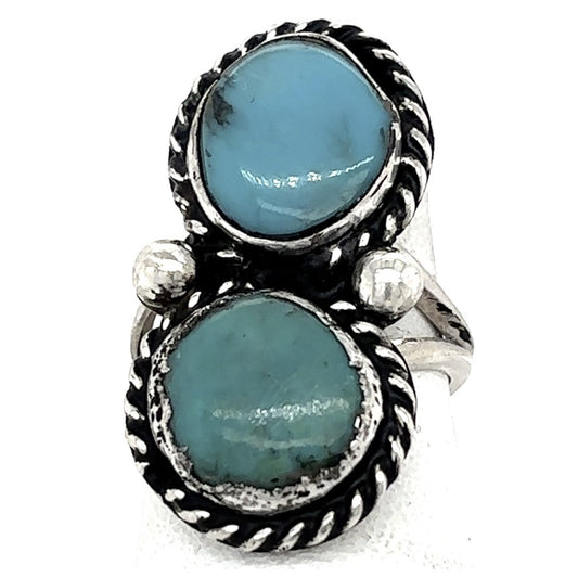 Vintage Turquoise Sterling Silver Ring 9.0g Size 6.75