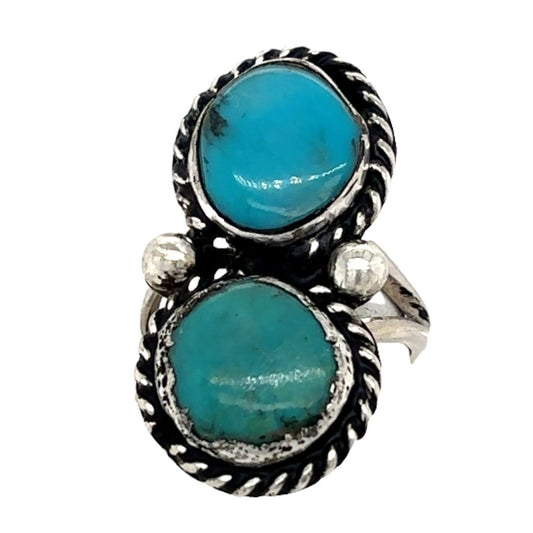 Vintage Turquoise Sterling Silver Ring 9.0g Size 6.75