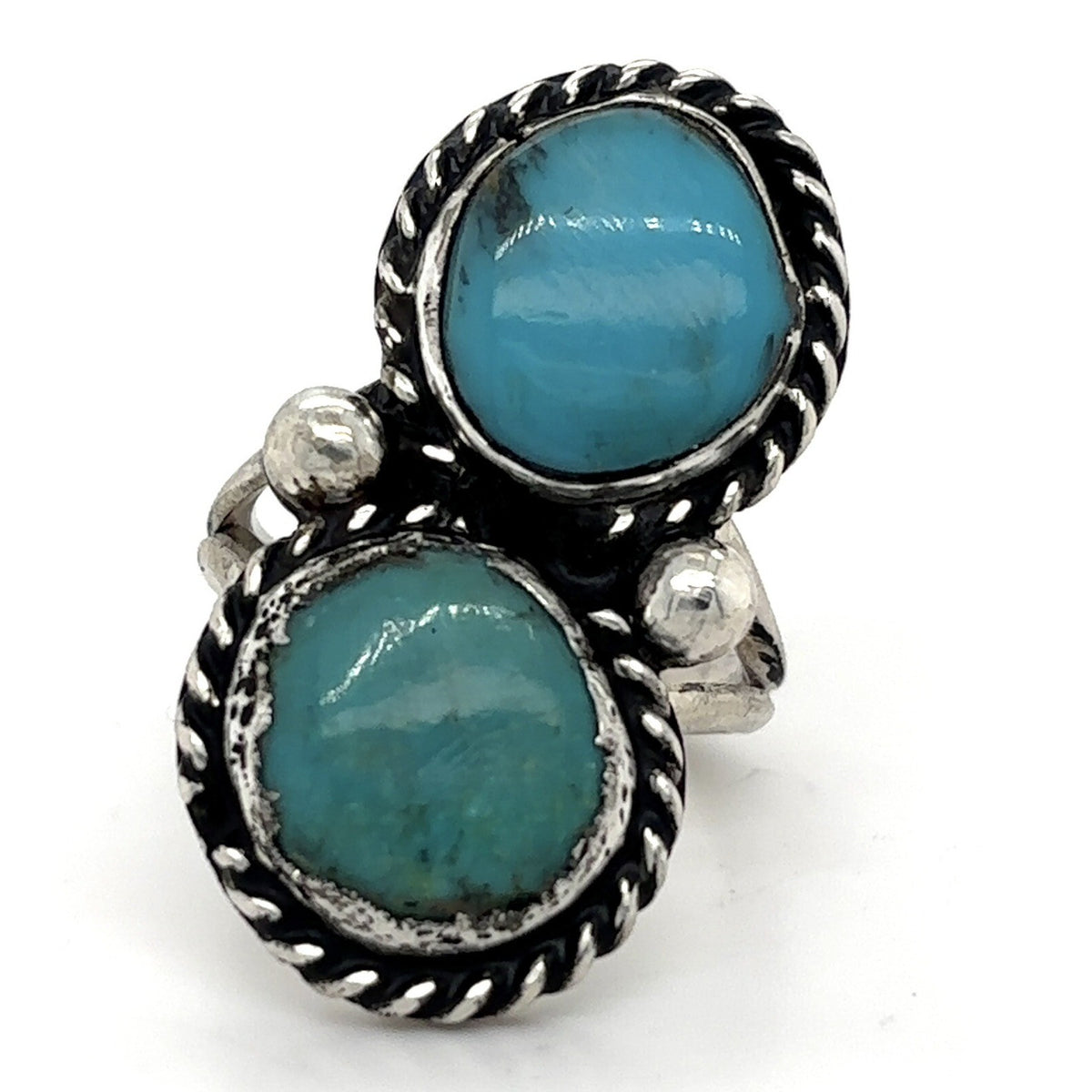 Vintage Turquoise Sterling Silver Ring 9.0g Size 6.75